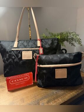 Coach Nylon Signature Tote & Crossbody Bag